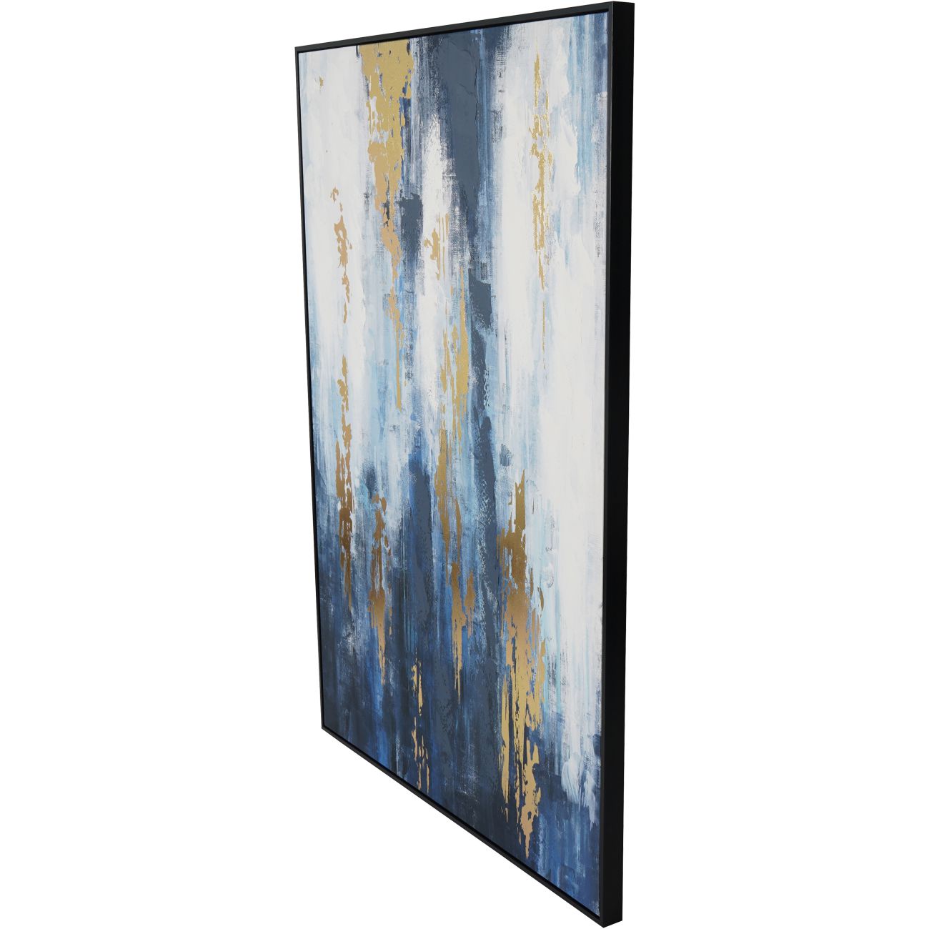 Urbanite Blue Distressed Foiled Framed Canvas Wall Art